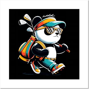 Golf Novelty Panda in Sunglasses Golfing Funny Golf Posters and Art